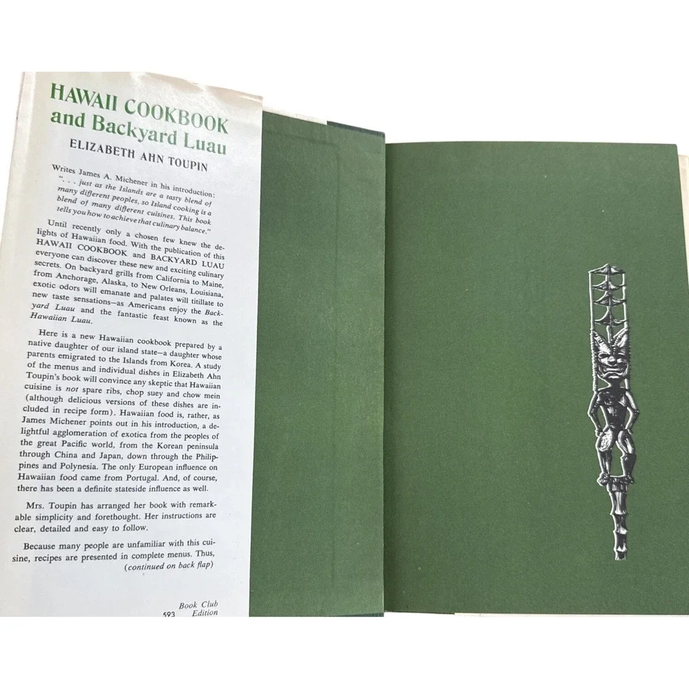 Hawaii Cookbook and Backyard Luau Elizabeth Ahn Toupin James Michener‎ Vintage